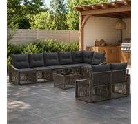 vidaXL Set di divani da giardino 9 pezzi, grigio polyrattan, divano da esterno moderno, resistente alle intemperie, gambe regolabili, design modulare, salotto da giardino, sedili in polietilene