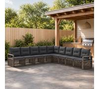 vidaXL Set Divano da Giardino 9 pz Grigio polyrattan