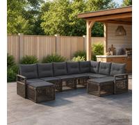 vidaXL Set di divani da giardino 9 pezzi, grigio rattan sintetico, divano da giardino modulare, set resistente alle intemperie, mobili in rattan, ideale per patio e relax
