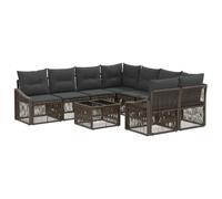vidaXL Set Divano da Giardino 9 pz Grigio polyrattan