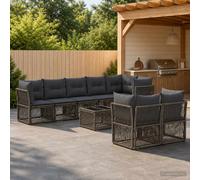 vidaXL Set di divani da giardino, 9 pezzi, grigio rattan sintetico, divano da giardino moderno, resistente alle intemperie, design modulare, mobili per rilassarsi all'aperto