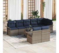 vidaXL Set Divano da Giardino 9 pz Grigio polyrattan