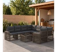 vidaXL Set Divano da Giardino 9 pz Grigio polyrattan