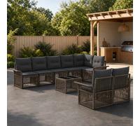 vidaXL Set Divano da Giardino 9 pz Grigio polyrattan