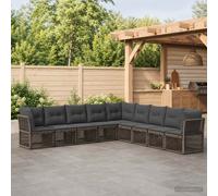 vidaXL Set di divani da giardino, 9 pezzi, grigio rattan sintetico, divano modulare moderno, resistente alle intemperie, per esterni, mobili da patio, sedie comode, giardino da sogno