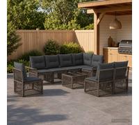 vidaXL Set di divani da giardino, 9 pezzi, grigio rattan sintetico, divano da giardino moderno, design modulare resistente alle intemperie, sedute comode per esterni, mobili in rattan