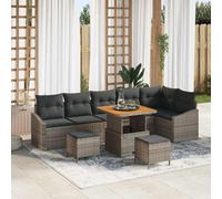 vidaXL Set Divano da Giardino 9 pz Grigio polyrattan