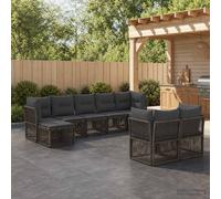 vidaXL Set Divano da Giardino 9 pz Grigio polyrattan