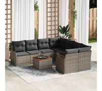 vidaXL Set Divano da Giardino 9 pz Grigio polyrattan