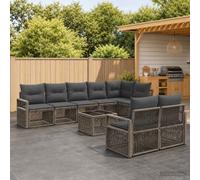vidaXL Set di divani da giardino, 9 pezzi, grigio polyrattan, divano da giardino modulare, resistente alle intemperie, per rilassarsi all'aperto, stile moderno, in rattan