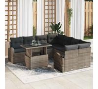 vidaXL Set Divano da Giardino 9 pz Grigio Rattan in Polipropilene