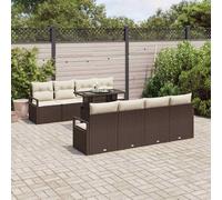 vidaXL Set Divano da Giardino 9 pz Marrone Poly Rattan