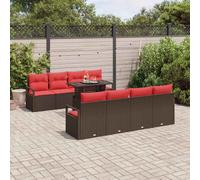 vidaXL Set Divano da Giardino con cuscino 9 pcs Marrone Poly Rattan, Set di divani da giardino e terrazzo, mobili modulari in rattan, lounge resistente, UV e intemperie