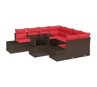 vidaXL Set Divano da Giardino 9 pz Marrone polyrattan | Layout personalizzabile per sfruttare al meglio il tuo spazio, Comodi, removibili e resistenti agli agenti atmosferici,