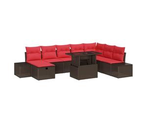 vidaXL Set Divano da Giardino 9 pz Marrone polyrattan | Puoi sistemare questo set come vuoi, ideale per rilassarti o fare colpo sugli ospiti, Robusto e con un tocco elegante,