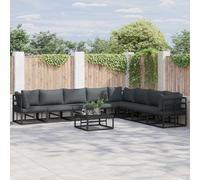 vidaXL Set Divano da Giardino 9 pz Nero Alluminio