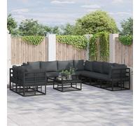 vidaXL Set Divano da Giardino 9 pz Nero Alluminio