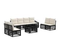 vidaXL Set Divano da Giardino 9 pz Nero e Bianco Crema polyrattan