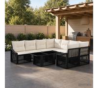 vidaXL Set Divano da Giardino 9 pz Nero e Bianco Crema polyrattan