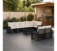vidaXL Set di divani da giardino 9 pezzi nero e bianco crema, set da salotto da giardino resistente alle intemperie, design modulare moderno, mobili da patio per rilassarsi