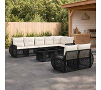 vidaXL Set Divano da Giardino 9 pz Nero e Bianco Crema polyrattan