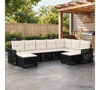 vidaXL Set Divano da Giardino 9 pz Nero e Bianco Crema polyrattan