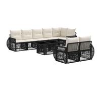 vidaXL Set Divano da Giardino 9 pz Nero e Bianco Crema polyrattan