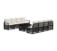 vidaXL Set Divano da Giardino 9 pz Nero e Bianco Crema polyrattan