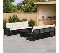vidaXL Set Divano da Giardino 9 pz Nero e Bianco Crema polyrattan