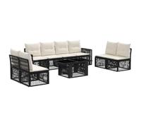 vidaXL Set Divano da Giardino 9 pz Nero e Bianco Crema polyrattan