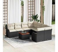 vidaXL Set Divano da Giardino 9 pz Nero e Crema polyrattan