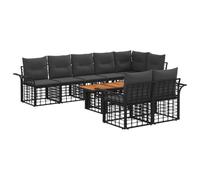 vidaXL Set Divano da Giardino 9 pz Nero e Grigio scuro polyrattan