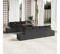 vidaXL Set Divano da Giardino 9 pz Nero e Marrone