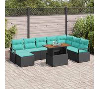 vidaXL Set Divano da Giardino 9 pz Nero e Teal