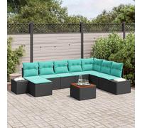 vidaXL Set Divano da Giardino 9 pz Nero e turchese | Riorganizzalo come vuoi, Perfetto per stare all'aperto, Cuscini morbidi e accoglienti