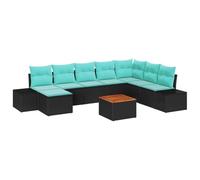 vidaXL Set Divano da Giardino 9 pz Nero e turchese