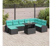 vidaXL Set Divano da Giardino 9 pz Nero Poly Rattan