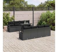 vidaXL Set Divano da Giardino 9 pz Nero Poly Rattan