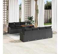 vidaXL Set Divano da Giardino 9 pz Nero Poly Rattan