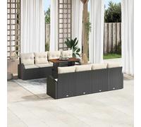 vidaXL Set Divano da Giardino 9 pz Nero Poly Rattan