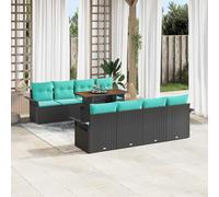 vidaXL Set Divano da Giardino 9 pz Nero Poly Rattan