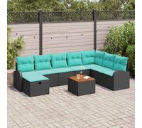 vidaXL Set Divano da Giardino con cuscino 9 pcs Nero Poly Rattan, Set Divano Modulari Moderni per Giardino, Mobili da Esterno con Materiali Resistenti UV, Comparti e Design Leggero