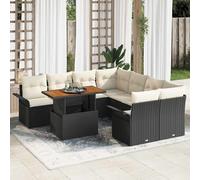 vidaXL Set Divano da Giardino 9 pz Nero Poly Rattan
