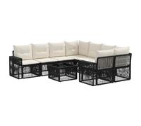 vidaXL Set Divano da Giardino 9 pz Nero polyrattan