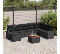 vidaXL Set Divano da Giardino 9 pz Nero polyrattan