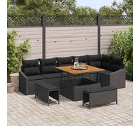 vidaXL Set Divano da Giardino 9 pz Nero polyrattan