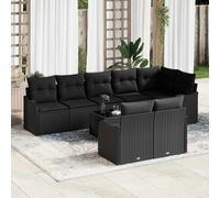 vidaXL Set Divano da Giardino 9 pz Nero polyrattan
