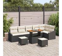 vidaXL Set Divano da Giardino 9 pz Nero polyrattan