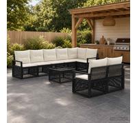 vidaXL Set Divano da Giardino 9 pz Nero polyrattan