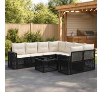 vidaXL Set Divano da Giardino 9 pz Nero polyrattan